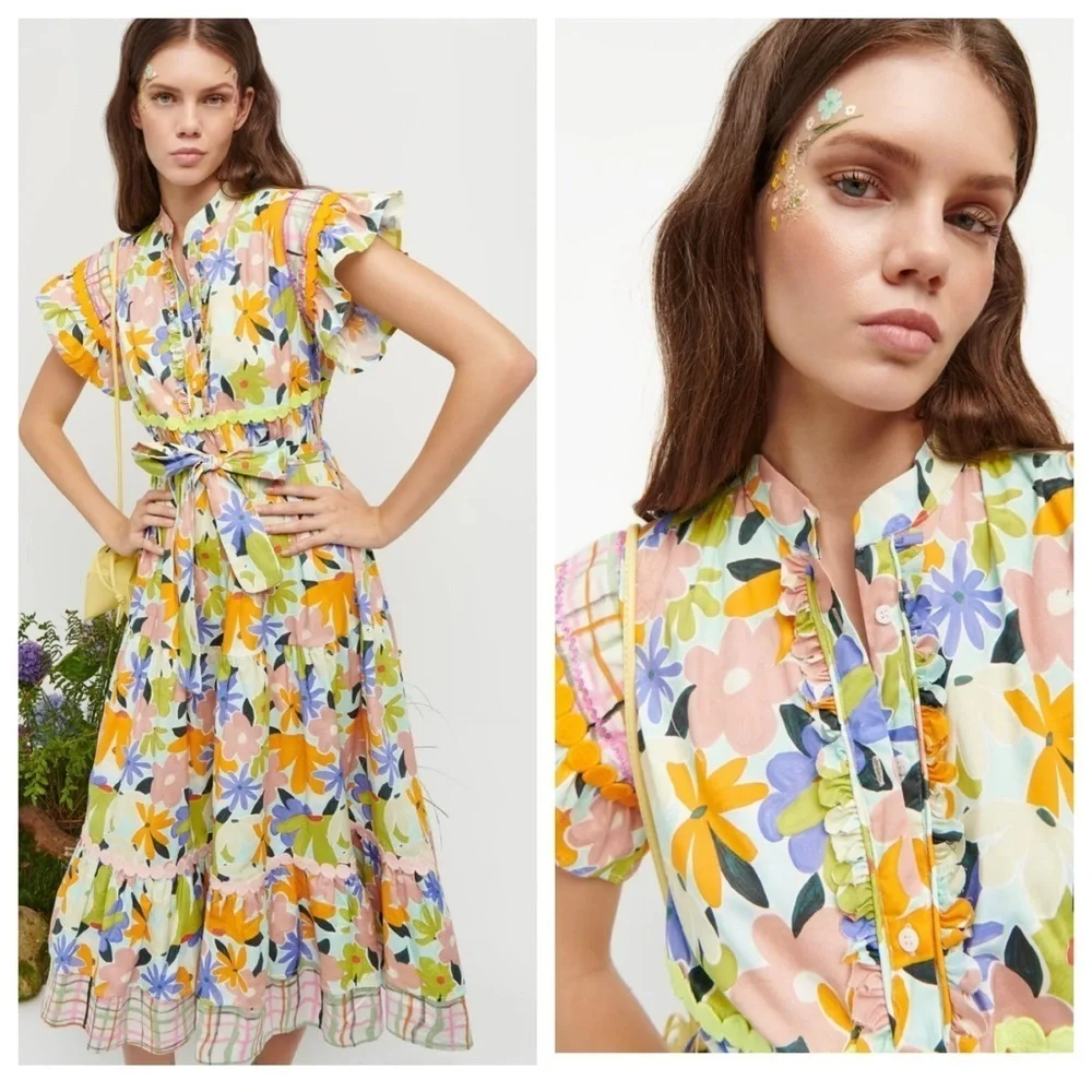 Celia B Floral Seren Midi Dress Womens XS NWT - Picture 2 of 14